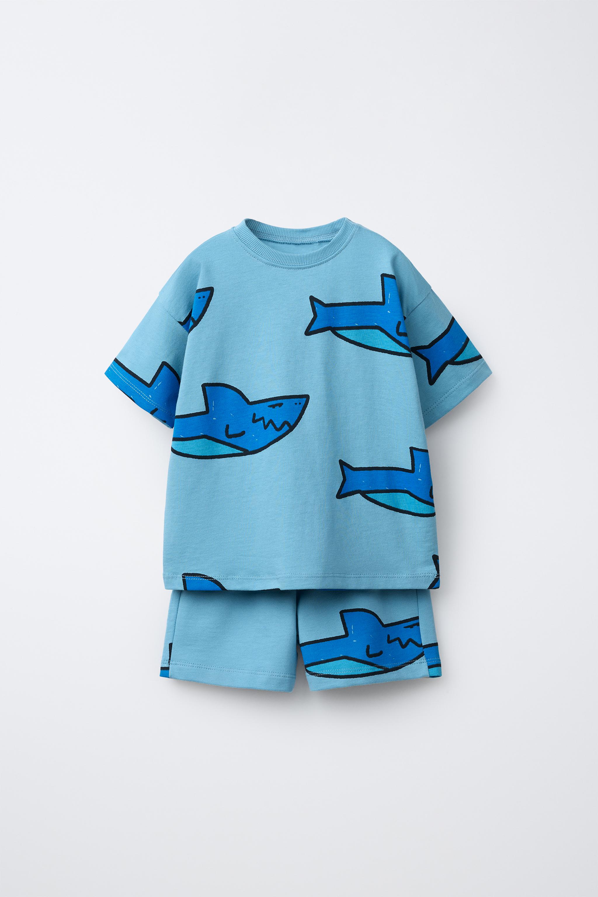 CRAB PRINT T-SHIRT AND SHORTS SET